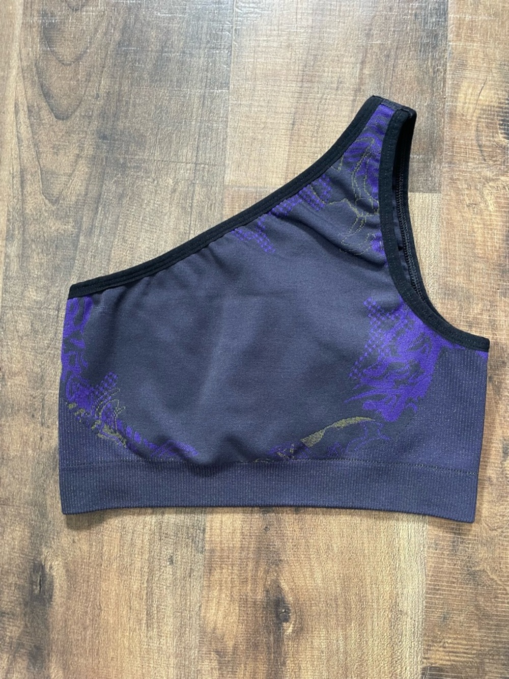 Gymshark one shoulder sports bra in a size small purple black low impact‎ design